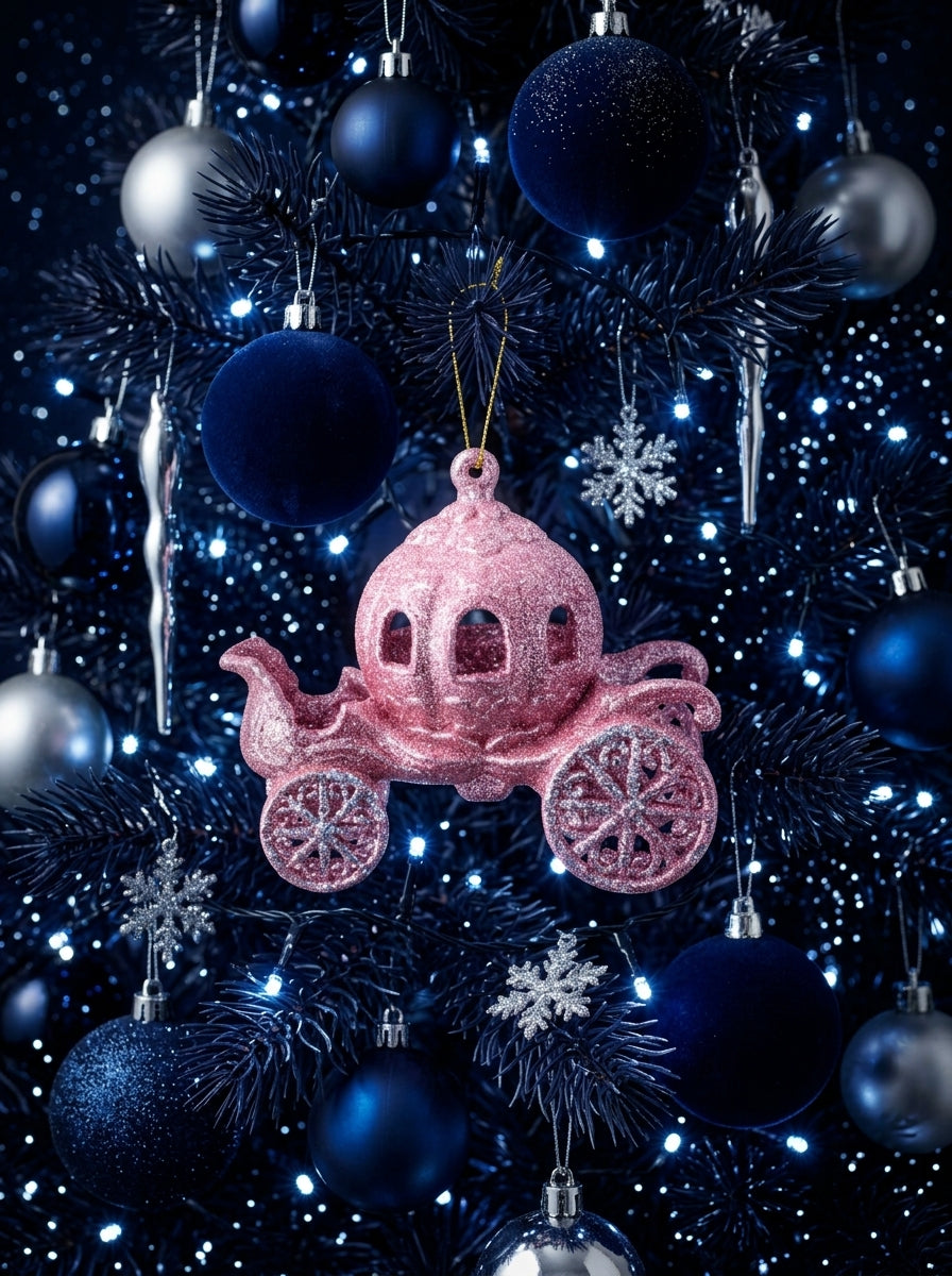 Pembe Glitter Balkabağı Araba Yılbaşı Ağaç Süsü