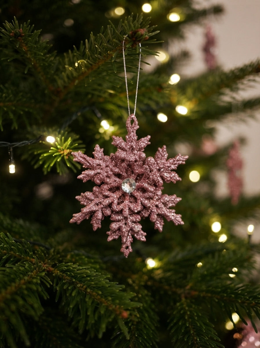 Rose Crystal Snowflake Yılbaşı Ağaç Süsü - 12 CM