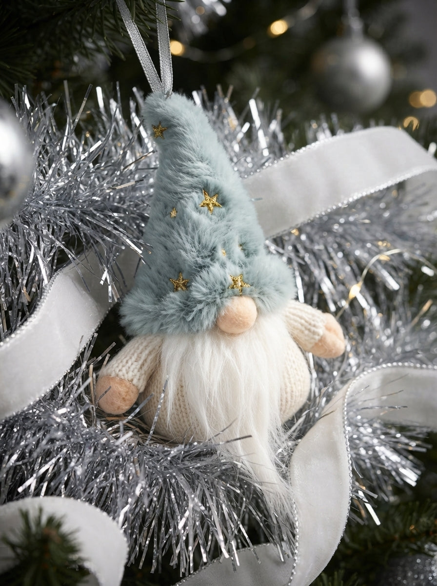 Ice Blue Star Christmas Gnome Peluş Yılbaşı Ağaç Süsü