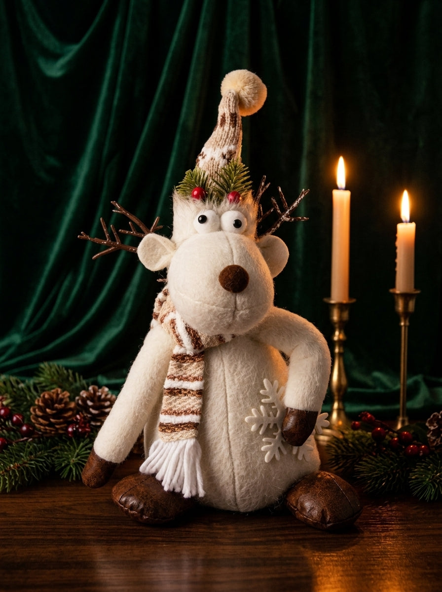 Rudolph Snow Joy White Decorative Christmas Reindeer – 40 CM