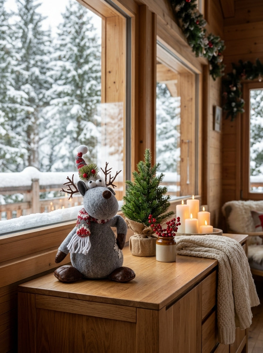 Rudolph Nordic Joy Grey Decorative Christmas Reindeer – 40 CM