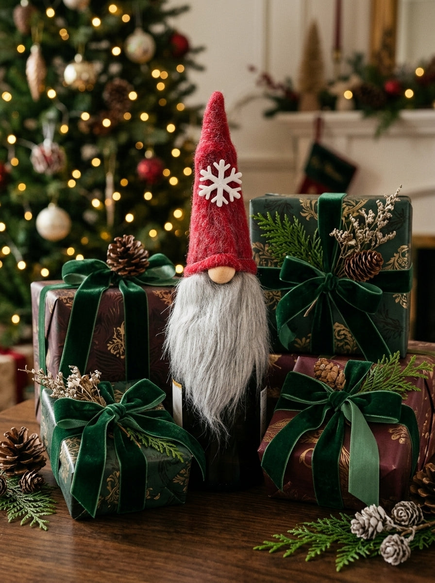 Santa's Bottle Dress – Kırmızı Kar Tanesi Detaylı Noel Baba Yılbaşı Şişe Süsü