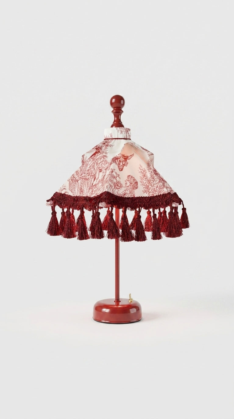 Toile Burgundy Işıklı Mini Bali Şemsiyesi