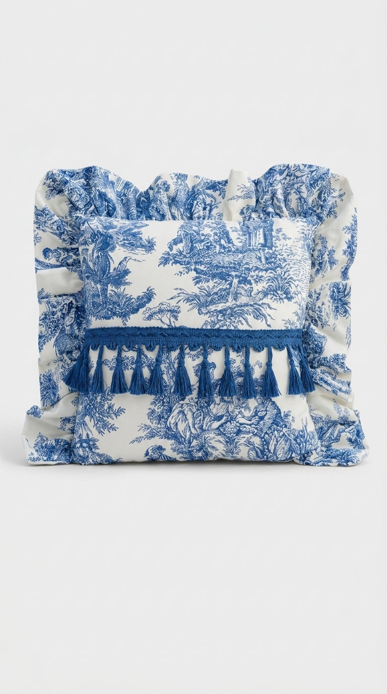 Toile Azure Ruffle Yastık
