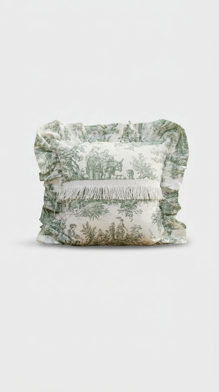 وسادة ruffle خضراء توال