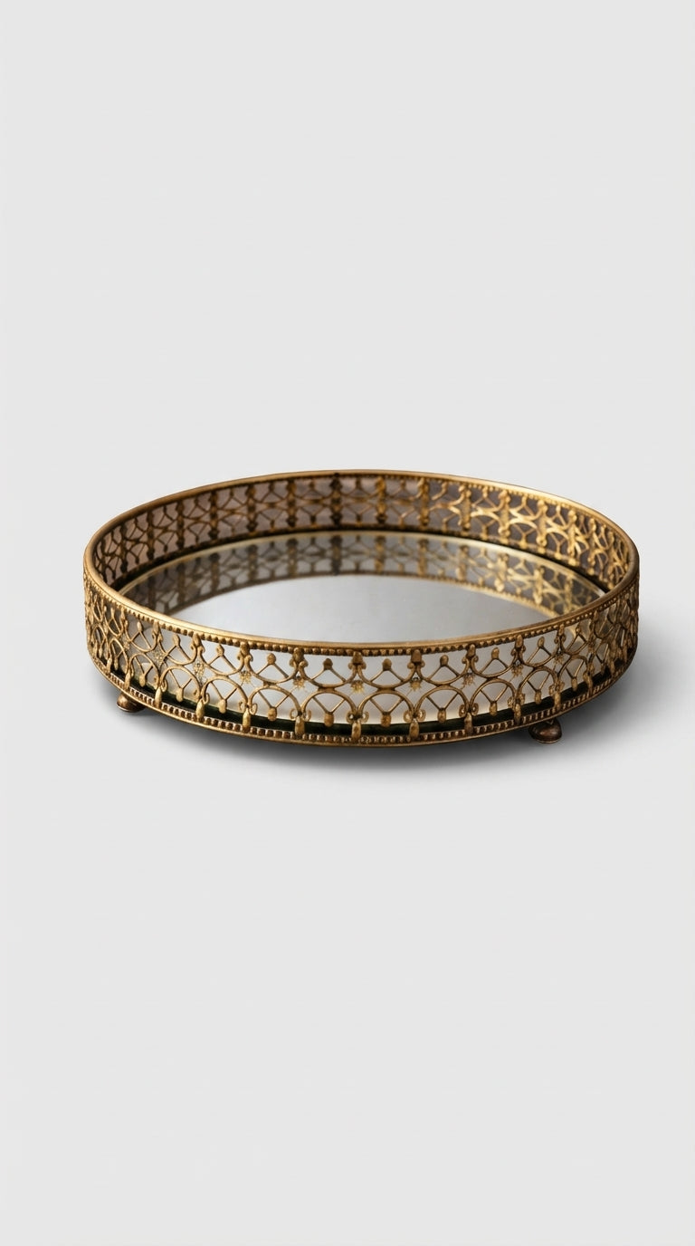 Vintage Cam Tabanlı Dekoratif Tepsi