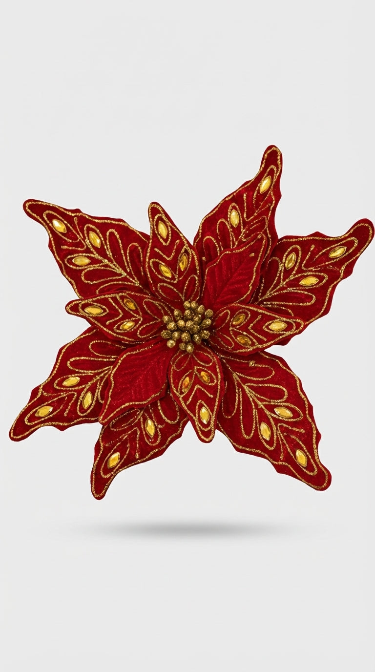 Kadife Kırmızı Çiçek Ağaç Süsü