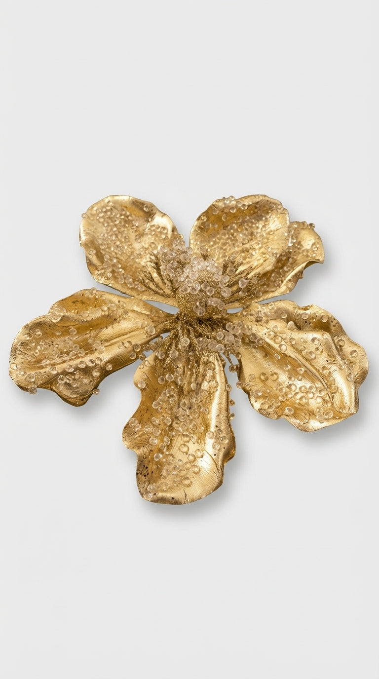 Altın Kristal Çiçek Ağaç Süsü