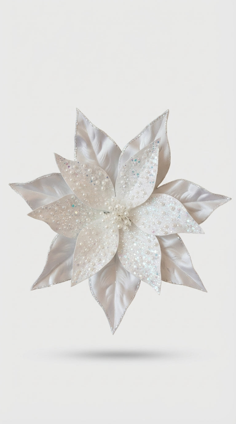 İnci Beyaz Çiçek Ağaç Süsü