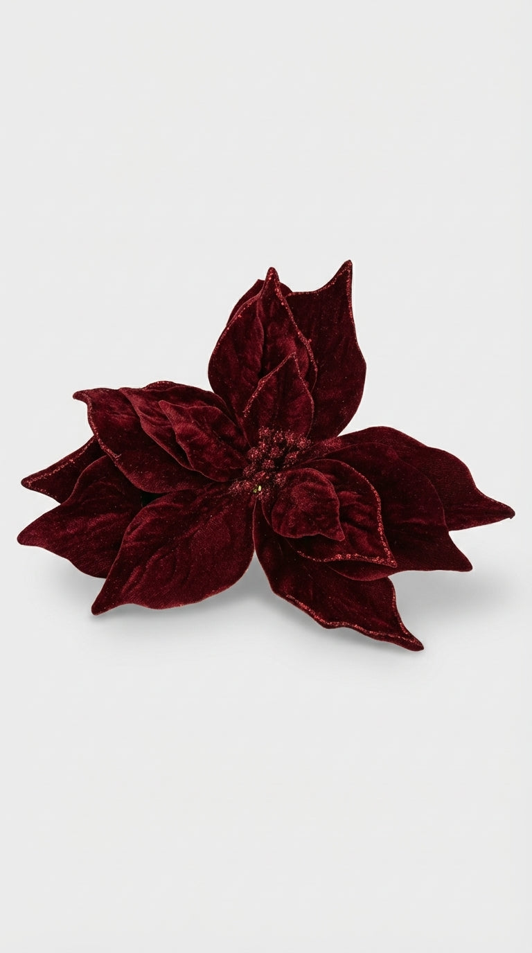 Bordo Kadife Çiçek Ağaç Süsü