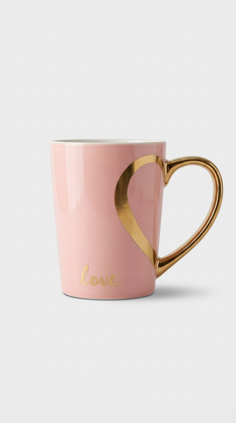 Gold Kulplu Love Seramik Kupa