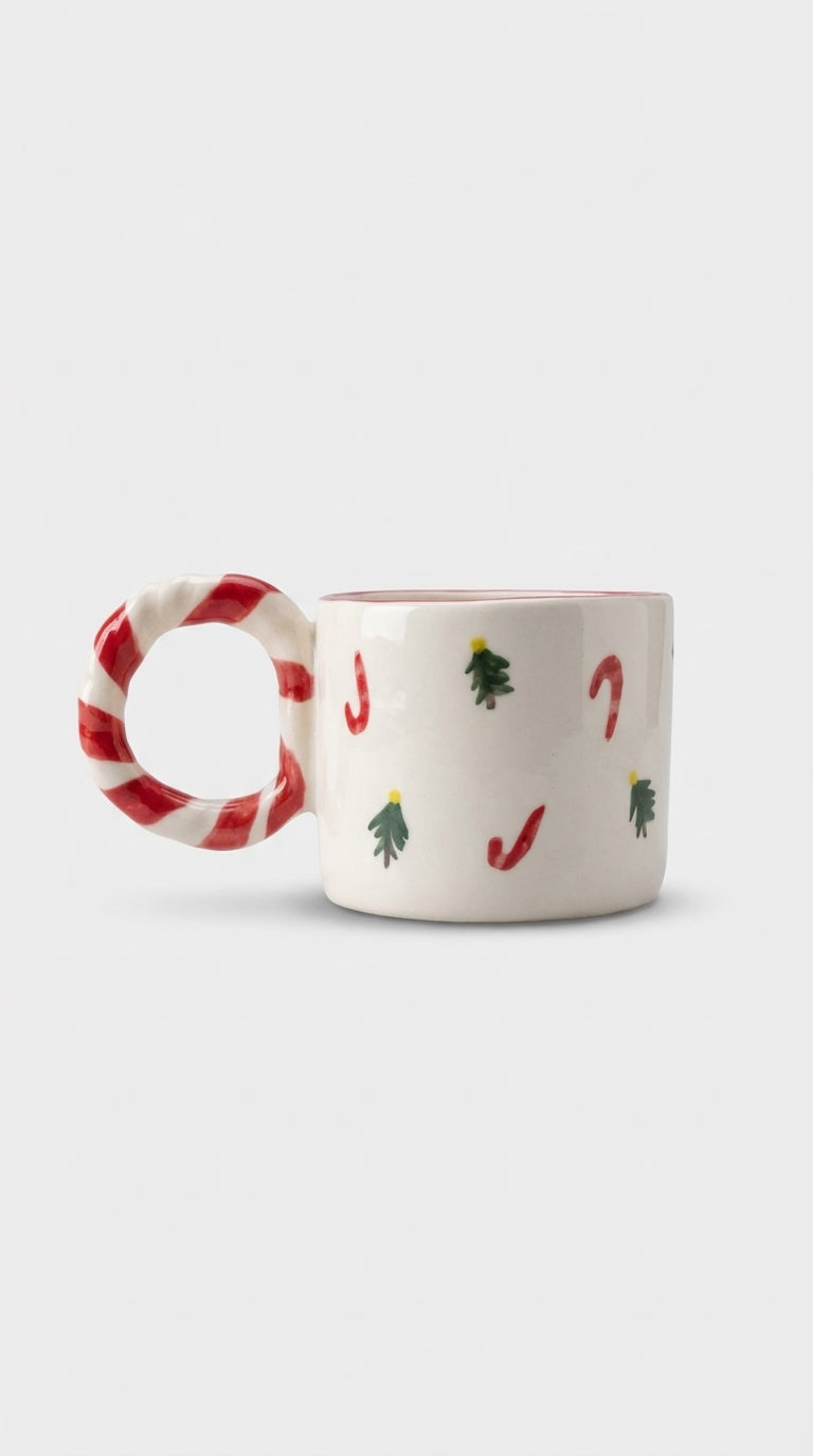 Baston Kulplu Noel Seramik Kupa