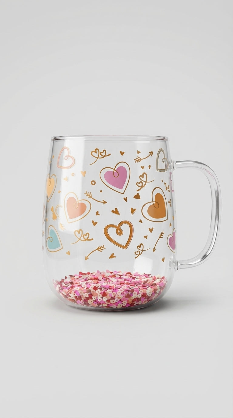 Kalpli Desenli Cam Kupa