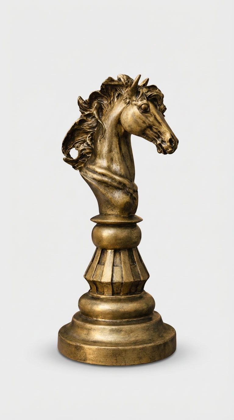 El Yapımı Dekoratif Satranç Figürü – At (Koyu Ton)