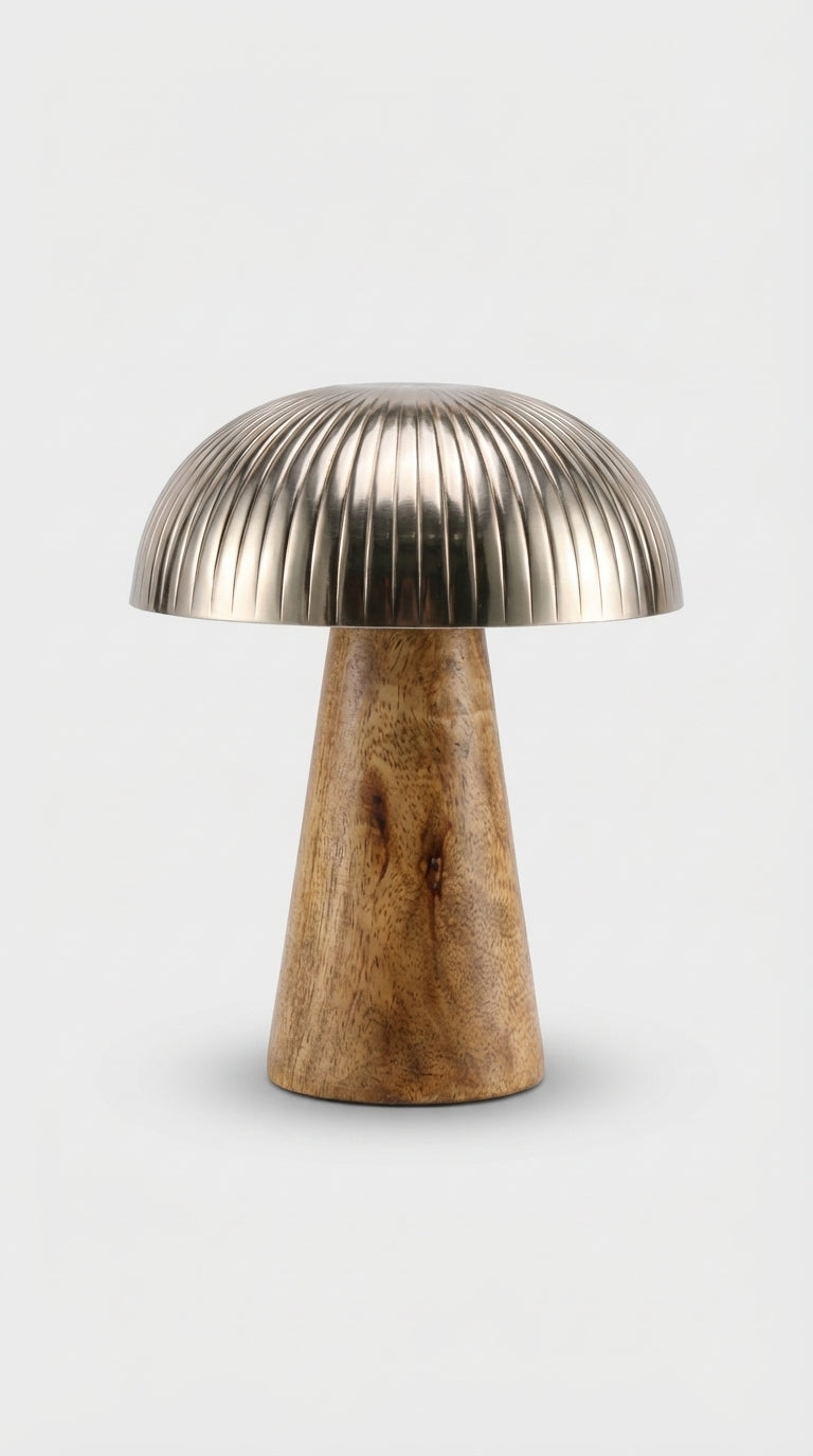 Silver Dokulu Mantar Formlu Dekoratif Obje – Büyük Boy