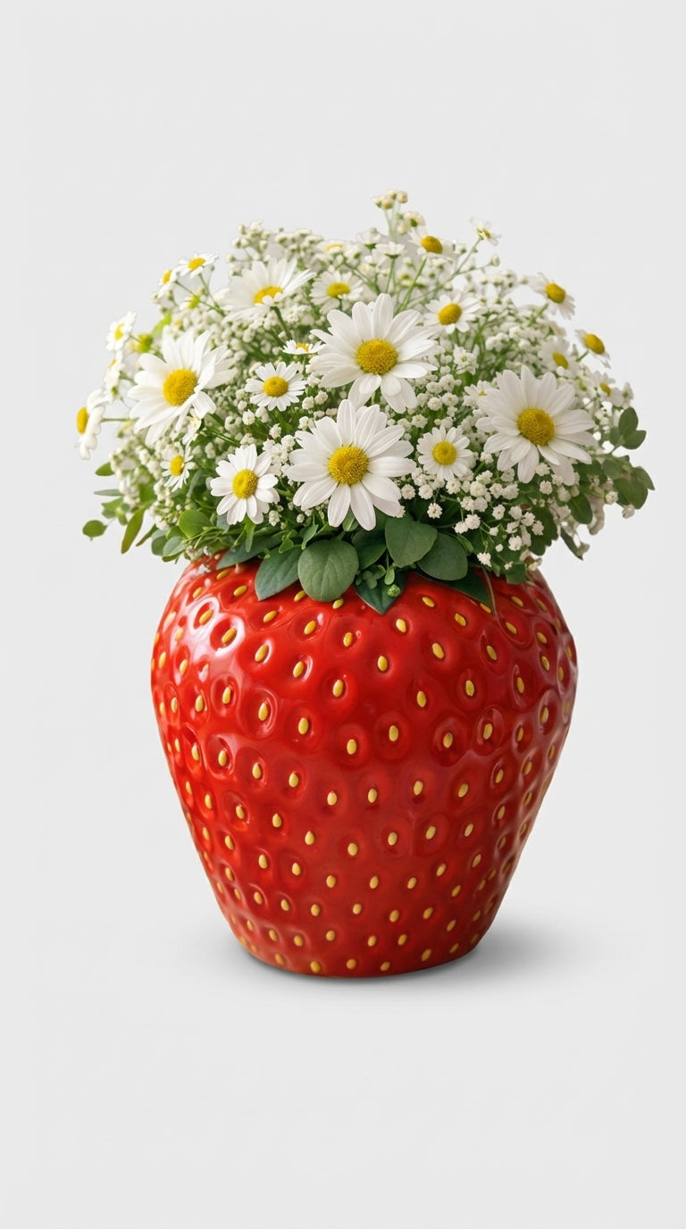 Çilek Formlu Dekoratif Vazo