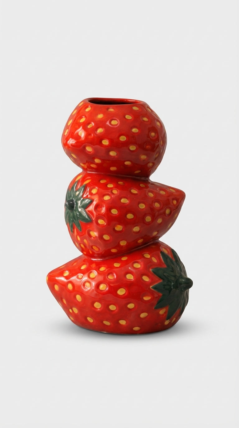 Üçlü Çilek Formlu Dekoratif Vazo