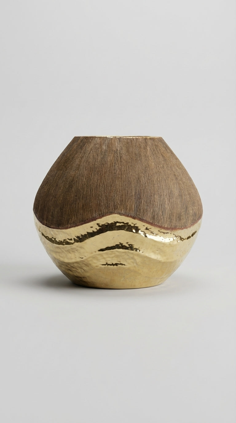 Altın Detaylı Modern Vazo-Yatay Form