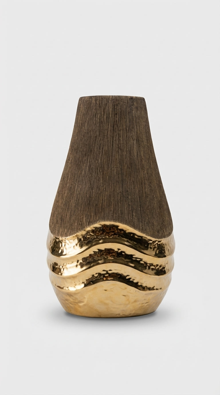 Altın Detaylı Modern Vazo- Dikey Form