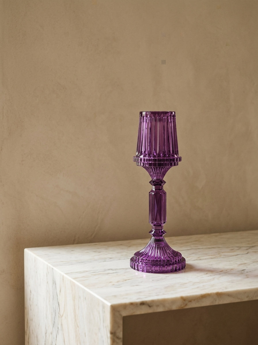 Mor Kristal Şamdan - 36 CM
