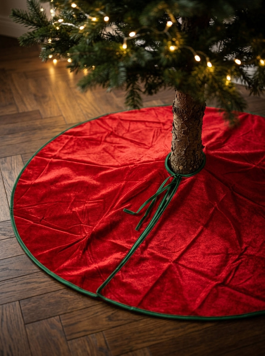Red Velvet Christmas Kırmızı Yılbaşı Ağacı Alt Örtüsü – 120 CM