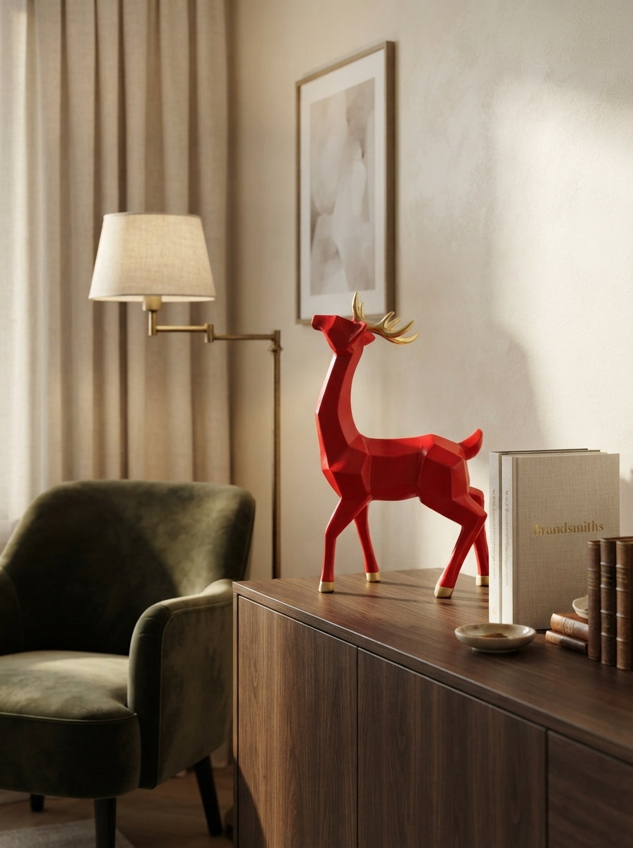 Ruby Reindeer – Kırmızı &Gold Dekoratif Yılbaşı Geyiği