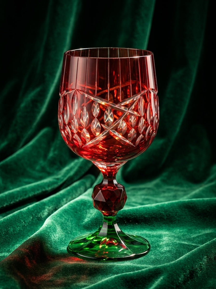 Ruby Emerald Kırmızı Yeşil Kristal Kadeh