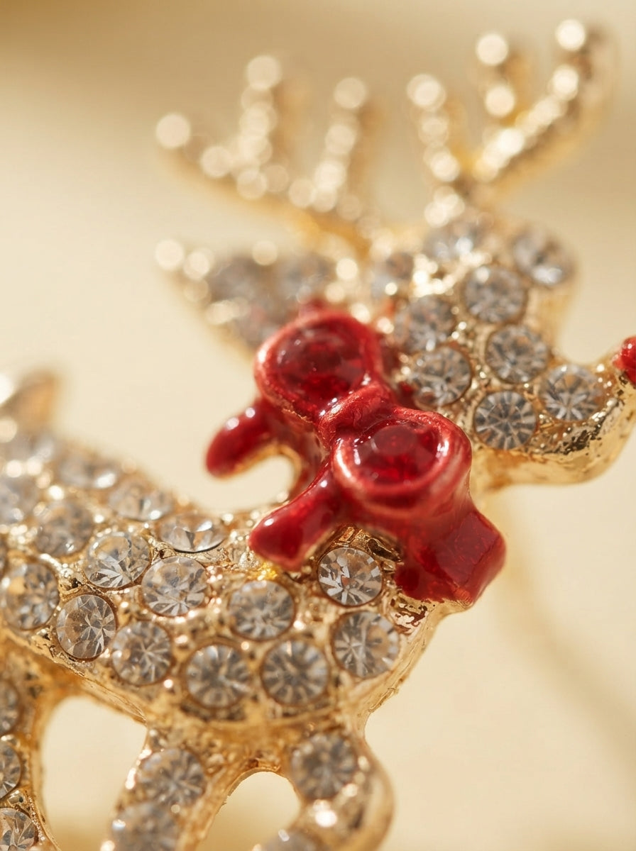 Rudolph Crystal Gold Ren Geyiği Küpe