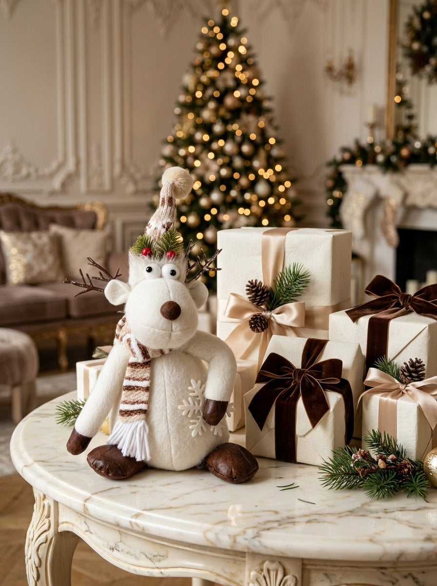 Rudolph Snow Joy White Decorative Christmas Reindeer – 40 CM