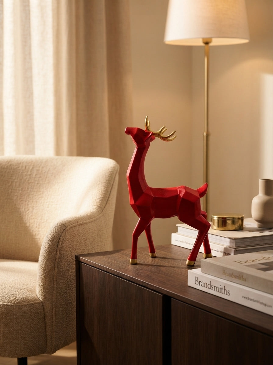 Ruby Reindeer – Kırmızı &Gold Dekoratif Yılbaşı Geyiği