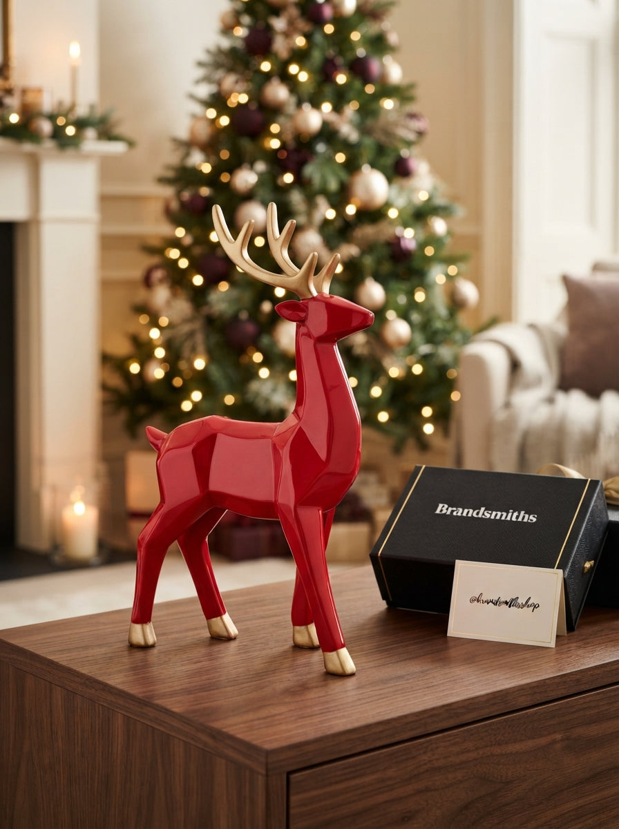 Ruby Reindeer – Kırmızı &Gold Dekoratif Yılbaşı Geyiği