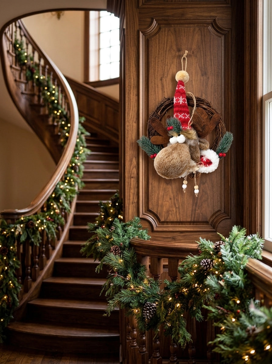 Rudolph's Christmas – Nostaljik Geyikli Yılbaşı Kapı ve Ağaç Süsü - 30 CM