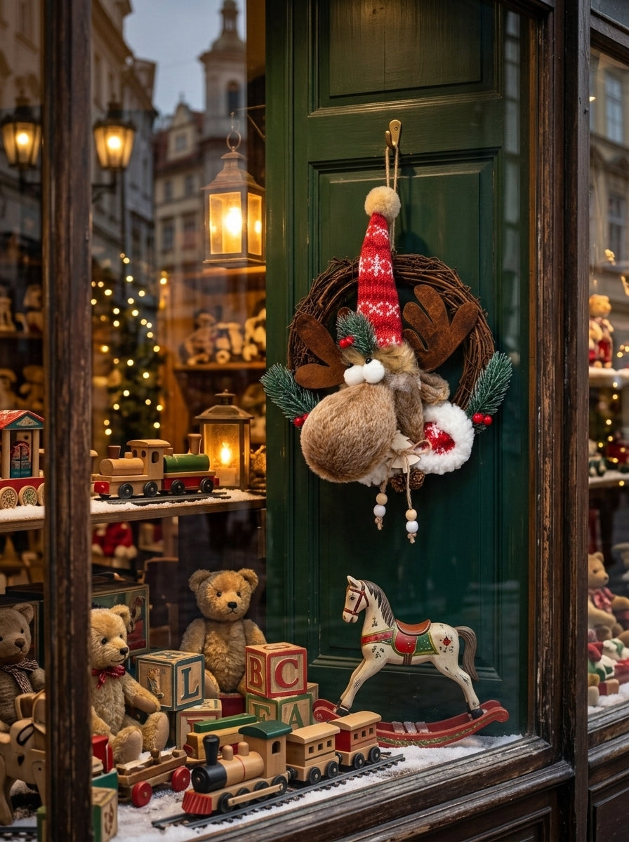 Rudolph's Christmas – Nostaljik Geyikli Yılbaşı Kapı ve Ağaç Süsü - 30 CM