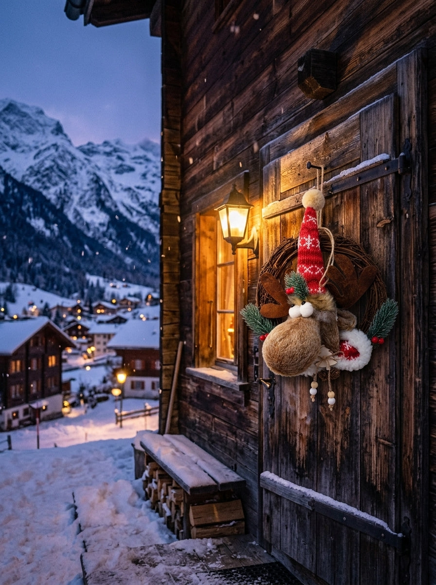 Rudolph's Christmas – Nostaljik Geyikli Yılbaşı Kapı ve Ağaç Süsü - 30 CM