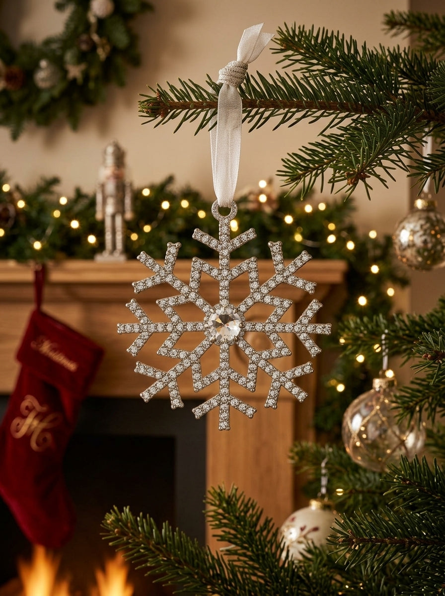 Silver Crystal Snowflake Yılbaşı Ağacı Süsü
