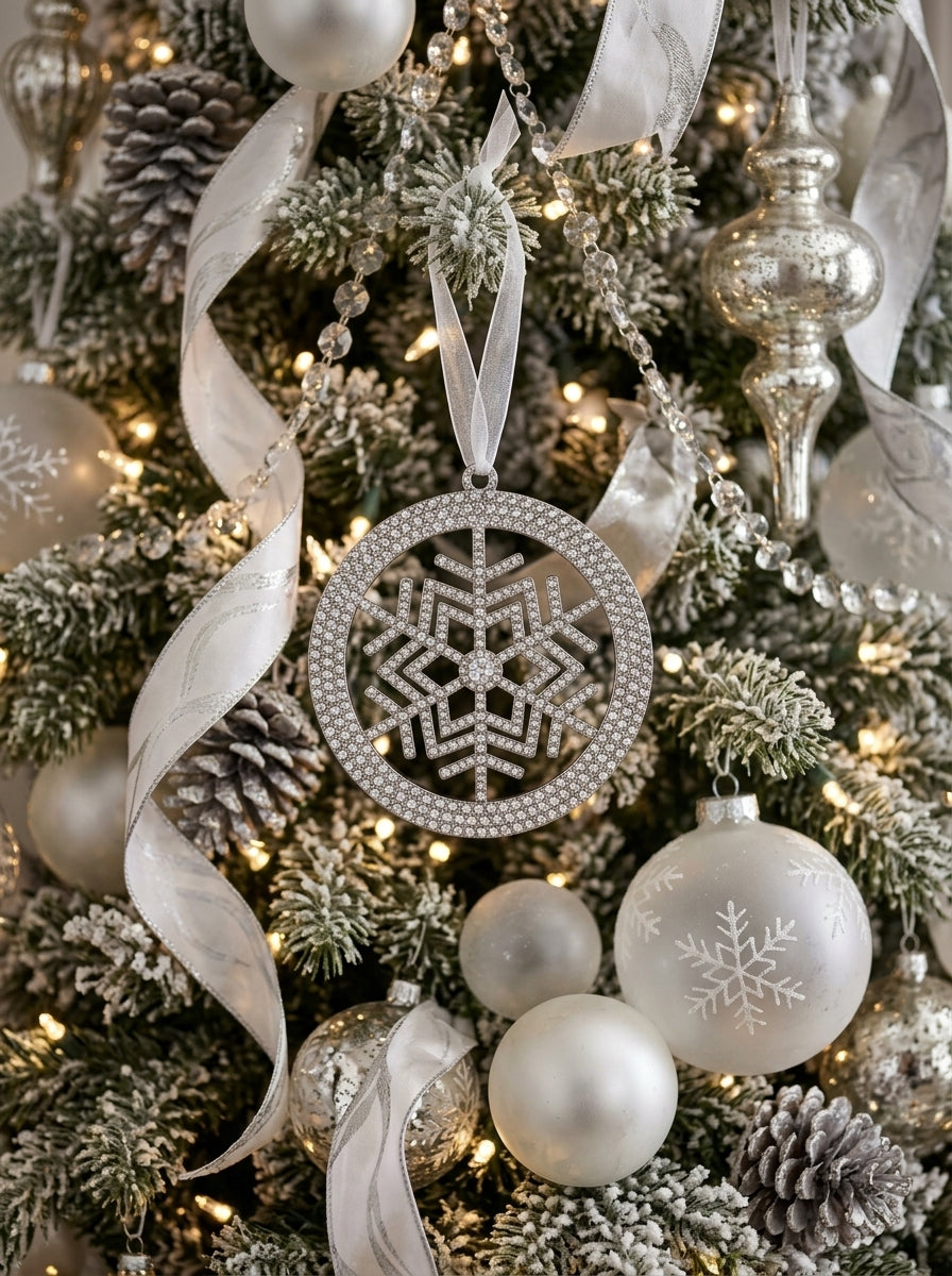 Silver Crystal Snowflake Yılbaşı Ağacı Süsü
