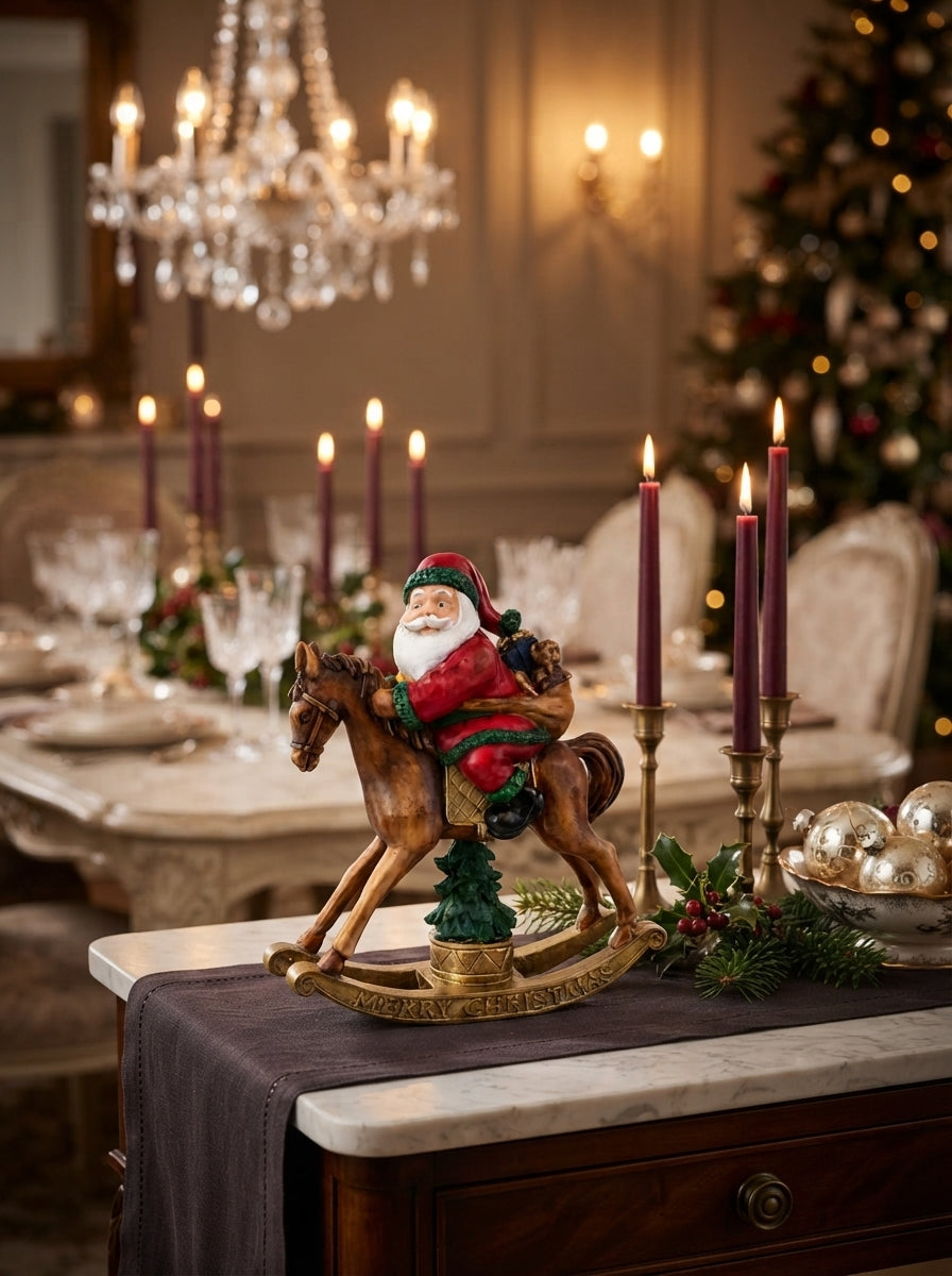 Christmas Rocking Horse Santa Dekoratif Yılbaşı Objesi