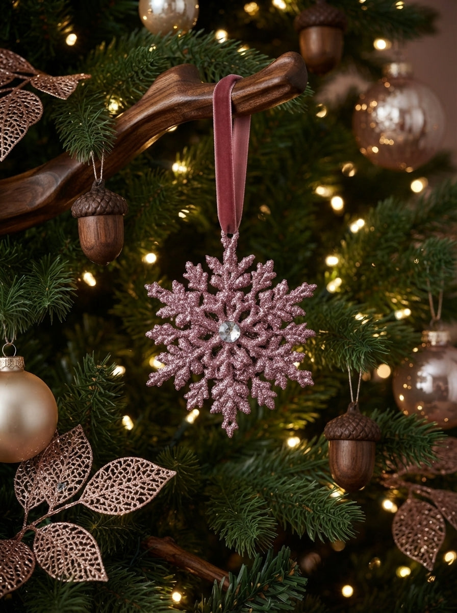 Rose Crystal Snowflake Yılbaşı Ağaç Süsü - 12 CM