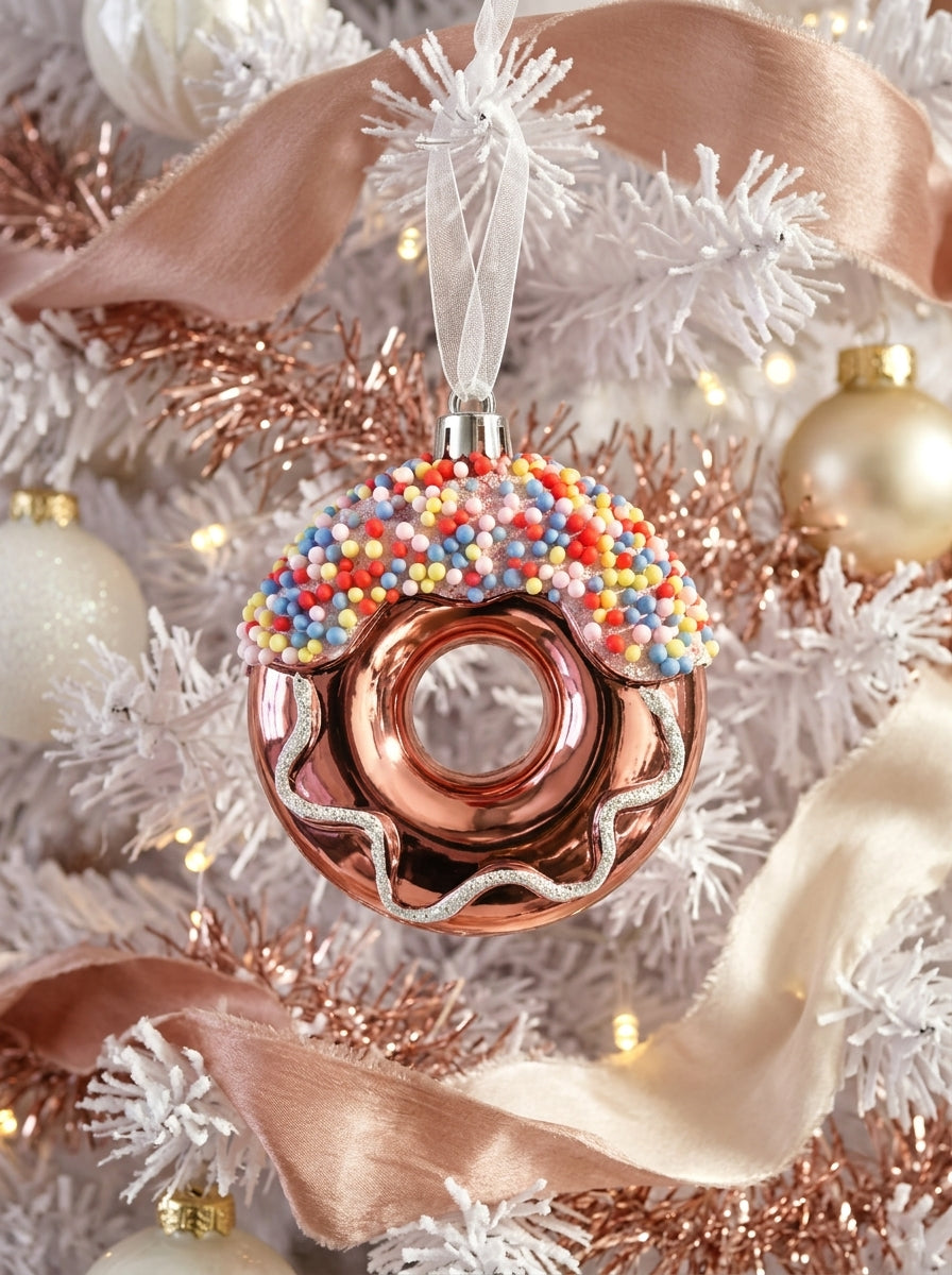 Candy Sprinkle Rose Gold Donut Yılbaşı Ağacı Süsü