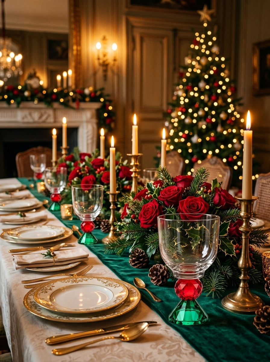 Ruby Emerald Lumi Coupe – Christmas Crystal Goblet