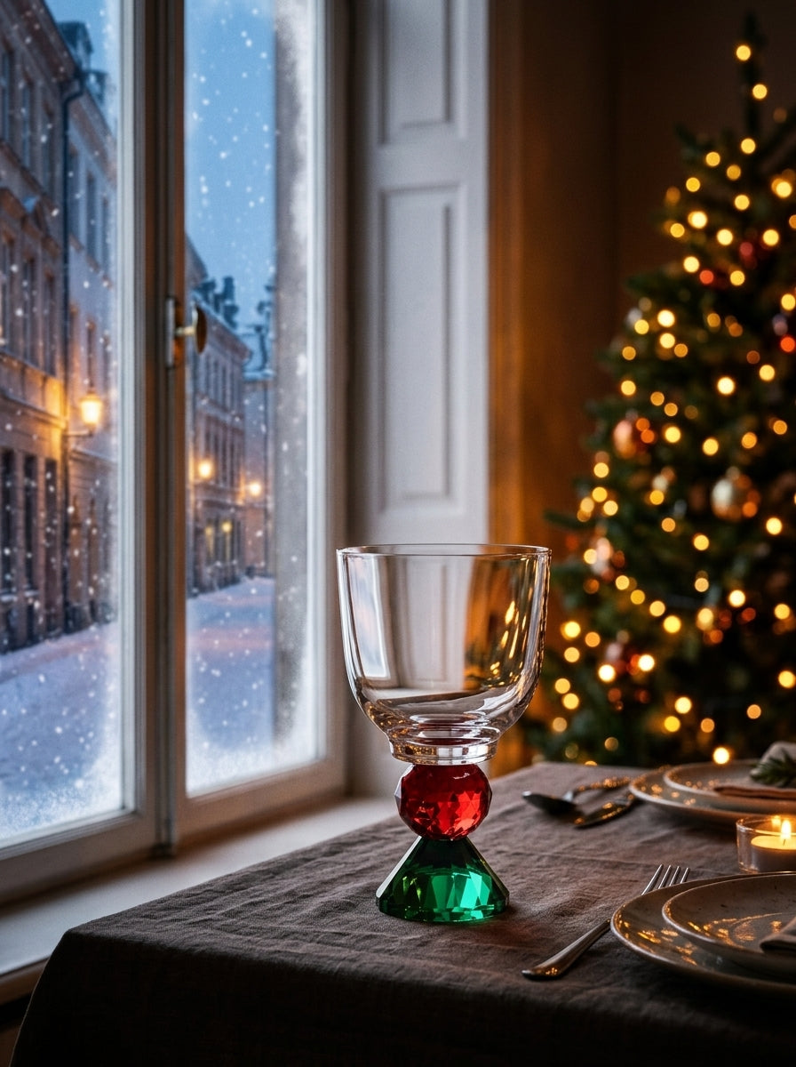 Ruby Emerald Lumi Coupe – Christmas Crystal Goblet