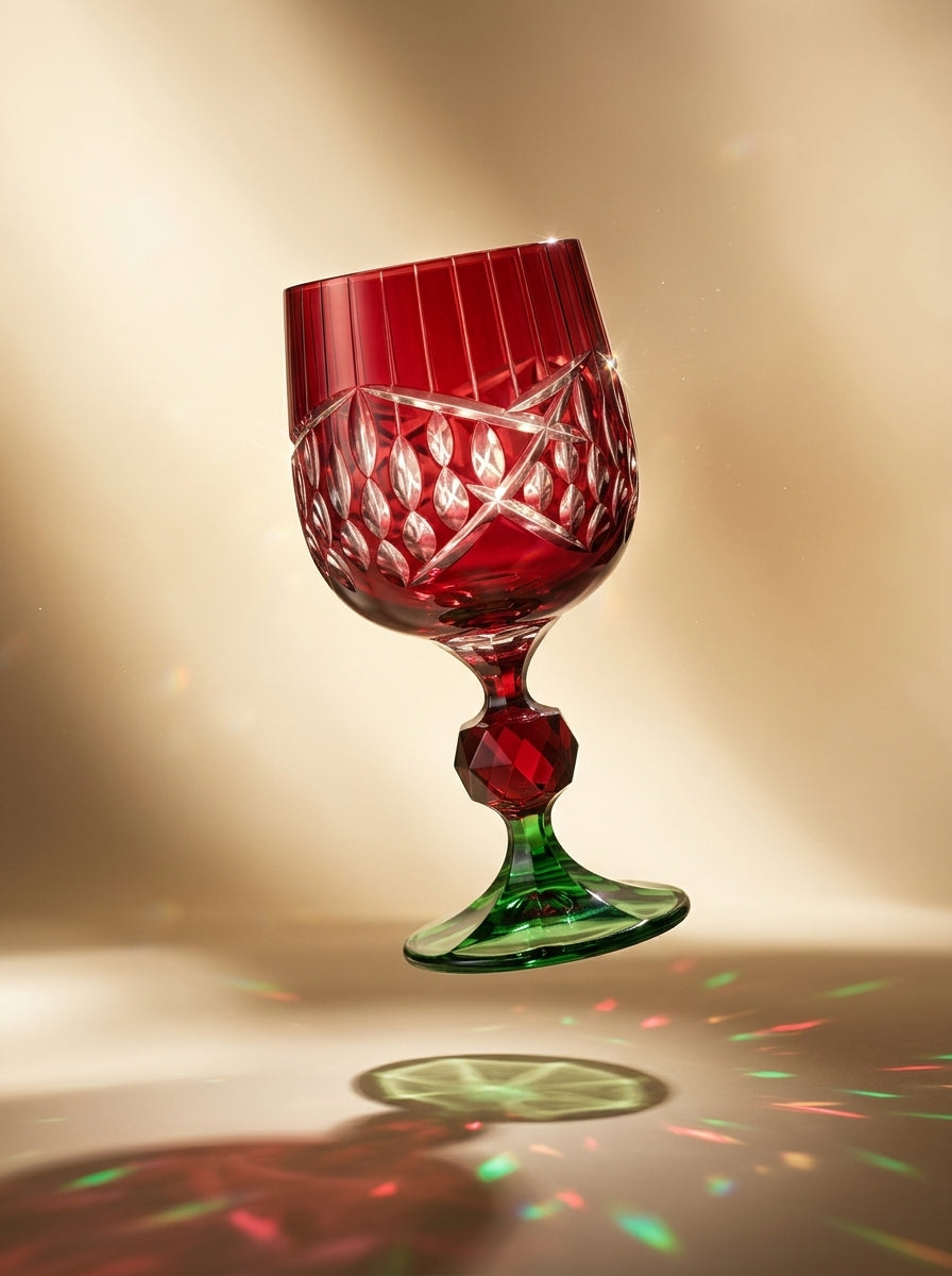 Ruby Emerald Kırmızı Yeşil Kristal Kadeh
