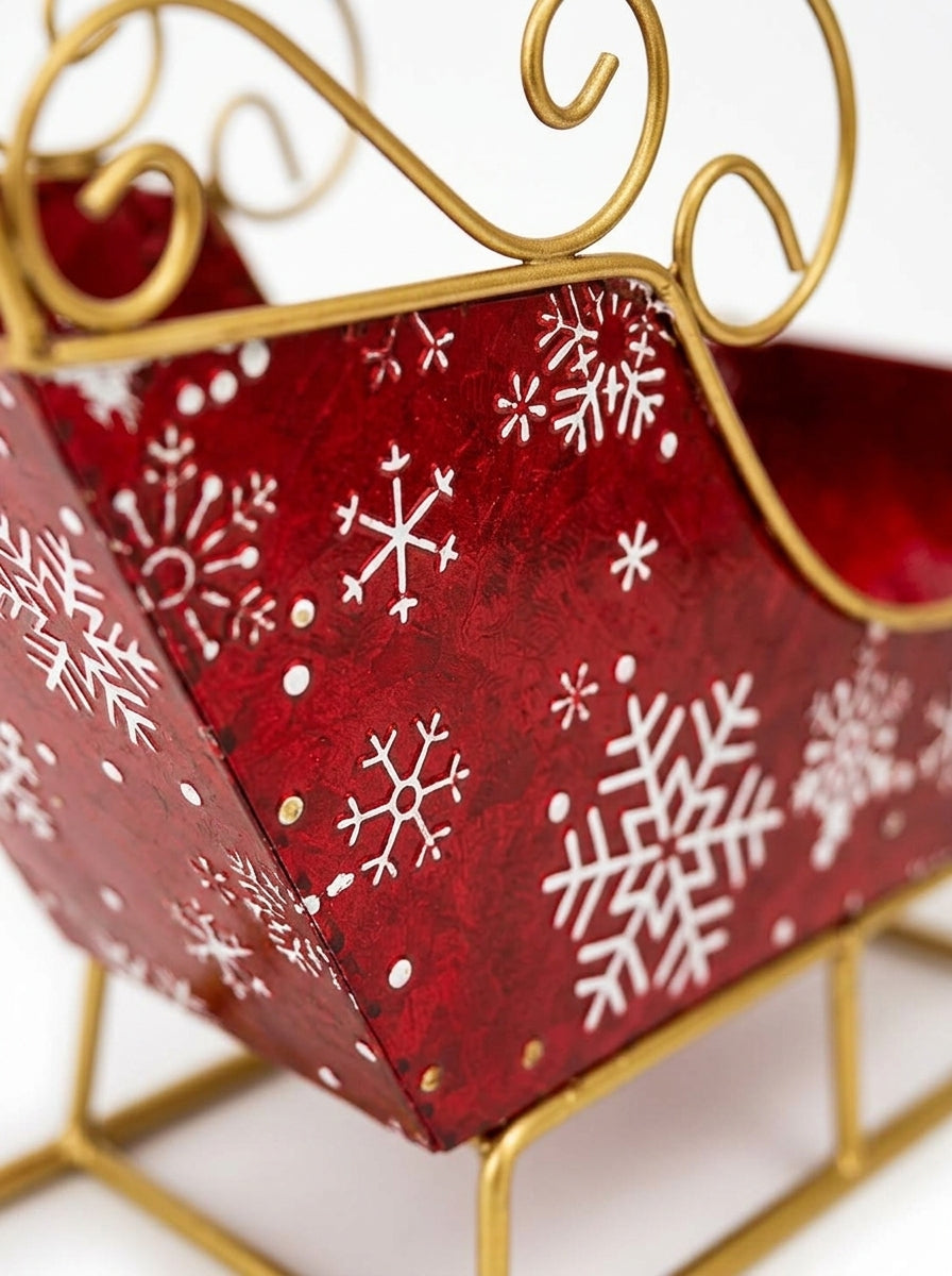 Ruby Snowflake Gold Dekoratif Yılbaşı Kızağı