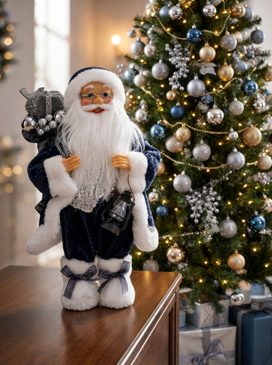 Midnight Silver Santa Dekoratif Noel Baba - 30 cm