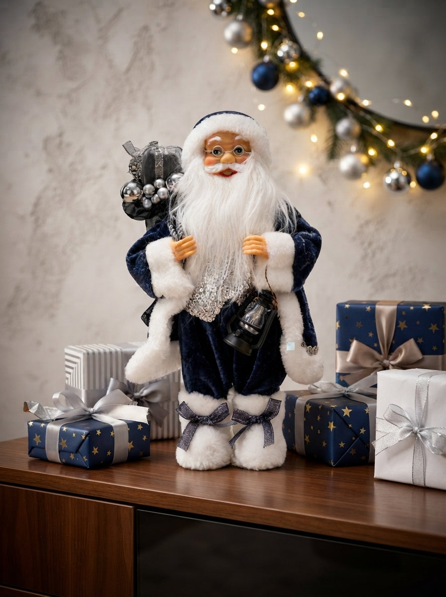 Midnight Silver Santa Dekoratif Noel Baba - 30 cm