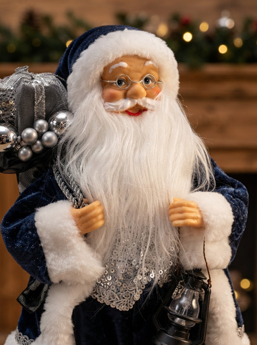 Midnight Silver Santa Dekoratif Noel Baba - 30 cm