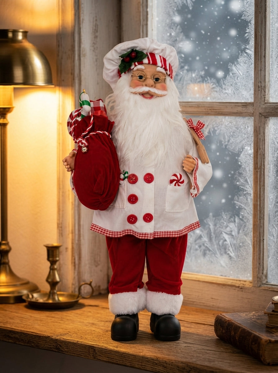 Christmas Candy Chef Santa Dekoratif Aşçı Noel Baba - 47 CM