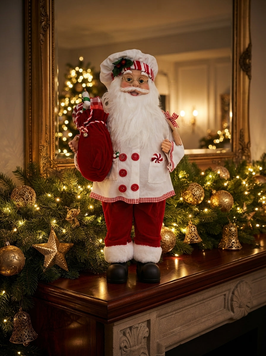 Christmas Candy Chef Santa Dekoratif Aşçı Noel Baba - 47 CM