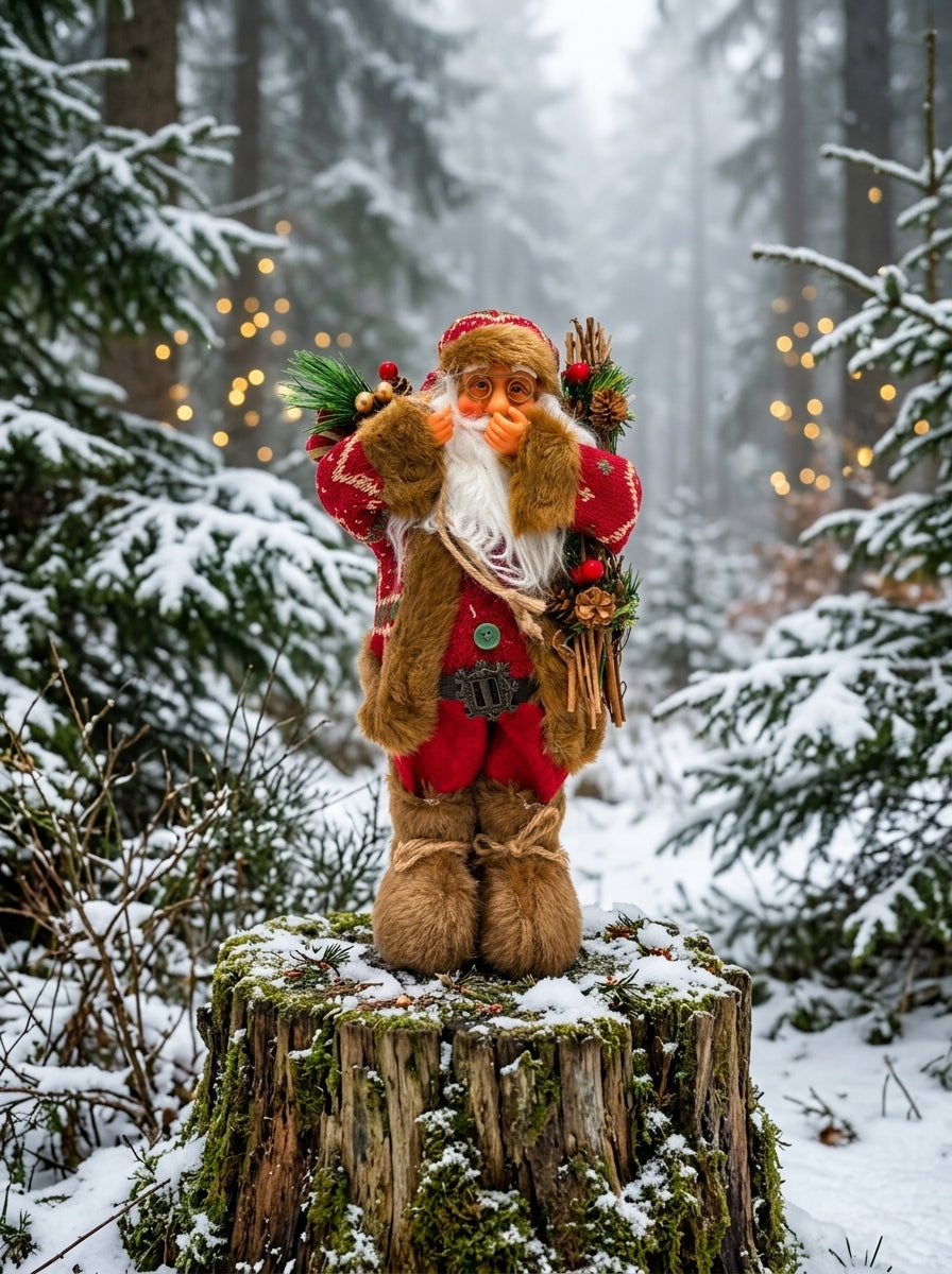 Ormanın Büyüsü – Nostaljik Noel Baba Dekoratif Figür - 32 CM