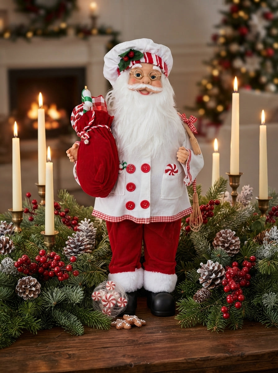 Christmas Candy Chef Santa Dekoratif Aşçı Noel Baba - 47 CM